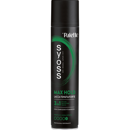 SYOSS by PALETTE LACCA MAX HOLD TENUTA FORTE CON COMPLESSO VITAMINICO DI LUNGA DURATA 3in1 STYLING, PROTEZIONE, TENUTA 300 ML