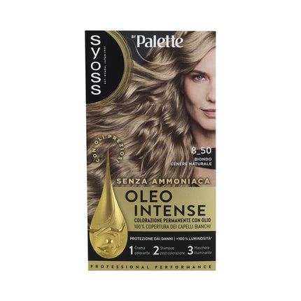 SYOSS by PALETTE OLEO INTENSE SENZA AMMONIACA COLORAZIONE PERMANENTE CON OLIO 8-50 BIONDO CENERE NATURALE