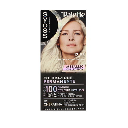 SYOSS by PALETTE COLORAZIONE PERMANENTE CON CHERATINA METALLIC COLLECTION 12-53 BIONDO PLATINO PERLATO