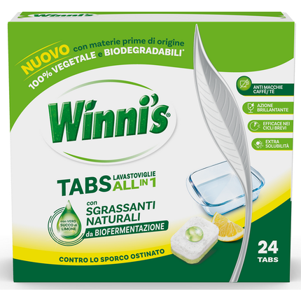 WINNI'S TABS LAVASTOVIGLIE ALL IN 1 AL LIMONE CON SGRASSANTI NATURALI CONTRO LO SPORCO OSTINATO 22 TABS