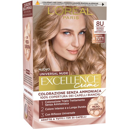 EXCELLENCE N.8U BIONDO CHIARO UNIVERSALE CREME UNIVERSAL NUDE SENZA AMMONIACA