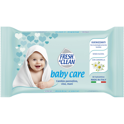 FRESH & CLEAN SALVIETTE BABY CARE IGIENIZZANTI SENZA ALCOOL CON CAMOMILLA 60 PZ
