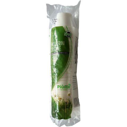 PIUME NATURALE 50 BICCHIERINI DA CAFFE' BIODEGRADABILI & COMPOSTABILI