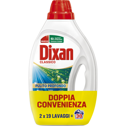 DIXAN DETERSIVO LIQUIDO BUCATO LAVATRICE CLASSICO 2 PEZZI DA 19 LAVAGGI