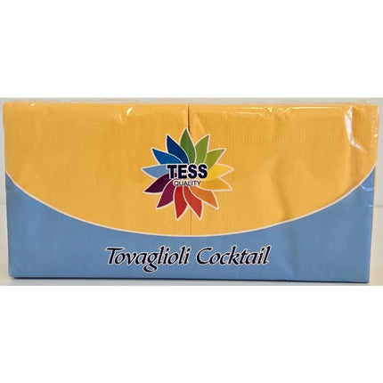 TESS TOVAGLIOLI COCKTAIL 25x25 2 VELI OVATTA DI CELLULOSA COLORE GIALLO 100 PEZZI