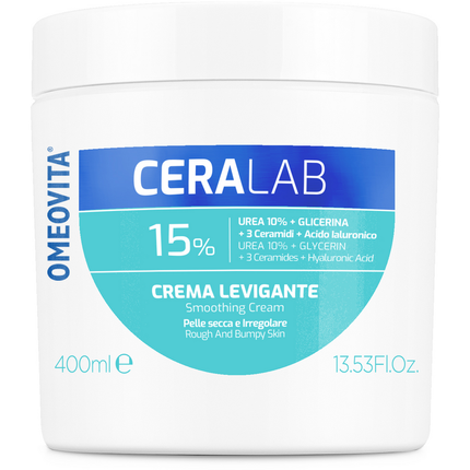 OMEOVITA CERALAB 15% CREMA CORPO LEVIGANTE UREA 10% + GLICERINA, ACIDO IALURONICO, CERAMIDI PER PELLE SECCA e IRREGOLARE VASO 400 ML