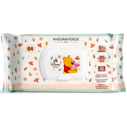 NATURAVERDE BIO DISNEY BABY 64 SALVIETTE CON ESTRATTO DI CALENDULA & CAMOMILLA