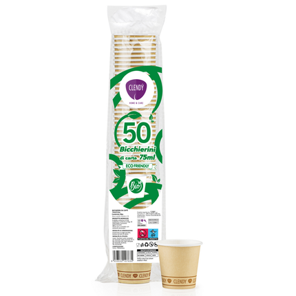 CLENDY HOME&CARE BICCHIERINO DI CARTA BIO AVANA 75 ML 50 PEZZI