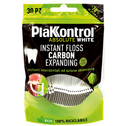 PLAKKONTROL PROFESSIONAL ABSOLUTE WHITE 30 ARCHETTI INTERDENTALI INSTANT FLOSS CARBON