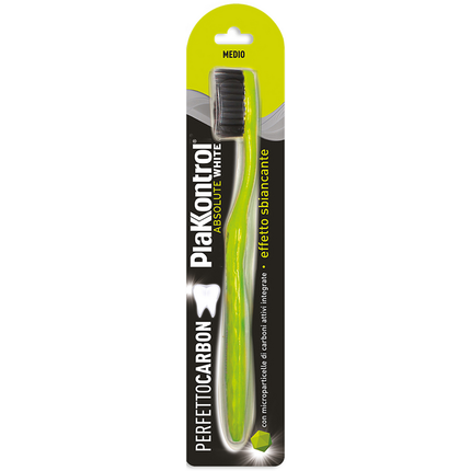 PLAKKONTROL SPAZZOLINO DENTI PERFETTO CARBON MEDIO ABSOLUTE WHITE