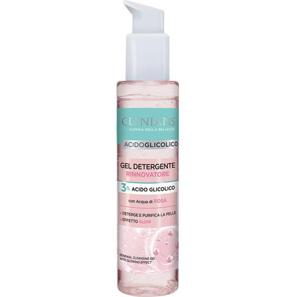 CLINIANS ACIDO GLICOLICO GEL DETERGENTE RINNOVATORE VISO CON ACQUA DI ROSA 150 ML