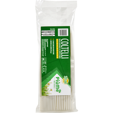 PIUME NATURALE COLTELLI 20 PEZI BIODEGRADABILI & COMPOSTABILI BIOPLASTICA