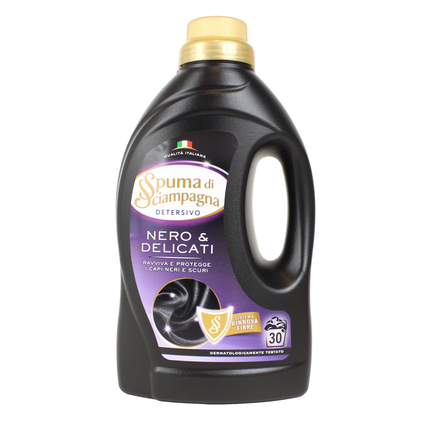 SPUMA DI SCIAMPAGNA DETERSIVO LIQUIDO BUCATO LAVATRICE NERO & DELICATI 30 LAVAGGI 1350 ML