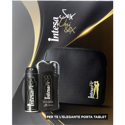INTESA SEX UNI SEX COFANETTO - PORTA TABLET + DEODORANTE DEEP NIGHT 125 ML + DOCCIASHAMPOO DEEP NIGHT 250 ML