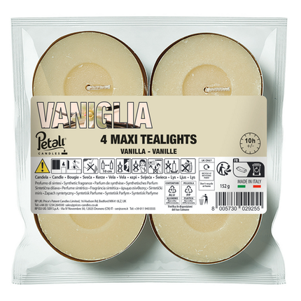 LUMELLE MAXI TEALIGHTS VANIGLIA 4 PEZZI