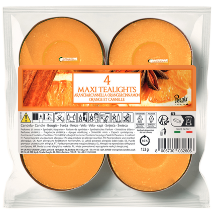 LUMELLE MAXI TEALIGHTS ARANCIA E CANNELLA 4 PEZZI