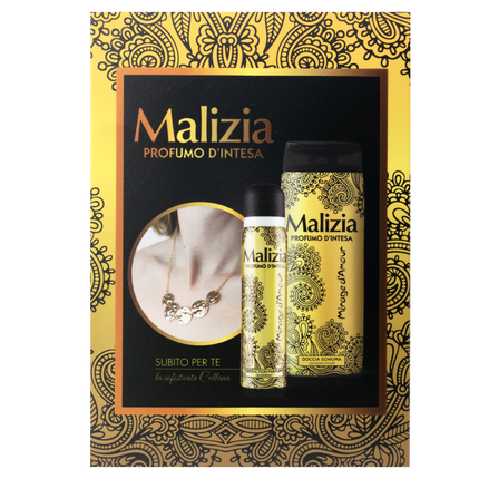MALIZIA PROFUMO D'INTESA COFANETTO - COLLANA ARABEGGIANTE + PARFUM SEDUCTION MIRAGE D'AMOUR 100 ML + DOCCIASCHIUMA MIRAGE D'AMOUR 300 ML