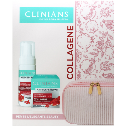 CLINIANS COFANETTO COLLAGENE - BEAUTY + ANTIRUGHE REPAIR TRATTAMENTO RASSODANTE CON ESTRATTO DI MELOGRANO 50 ML + ANTIRUGHE REPAIR MOUSSE DETERGENTE VISO CON ESTRATTO DI MELOGRANO 150 ML