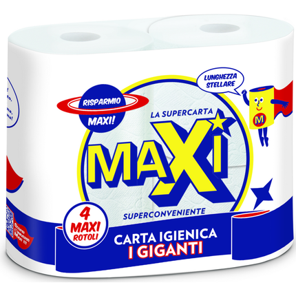 MAXI CARTA IGIENICA I GIGANTI 4 ROTOLI MAXI 2 VELI 300 STRAPPI