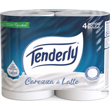 TENDERLY CARTA IGIENICA CAREZZA DI LATTE CON FIBRE NATURALI DI LATTE 4 ROTOLI