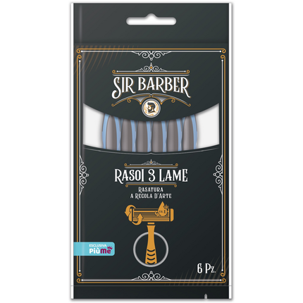 SIR BARBER RASOIO TRILAMA 6 PEZZI