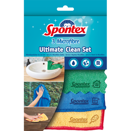 SPONTEX MICROFIBRE ULTIMATE CLEAN SET 3 PEZZI