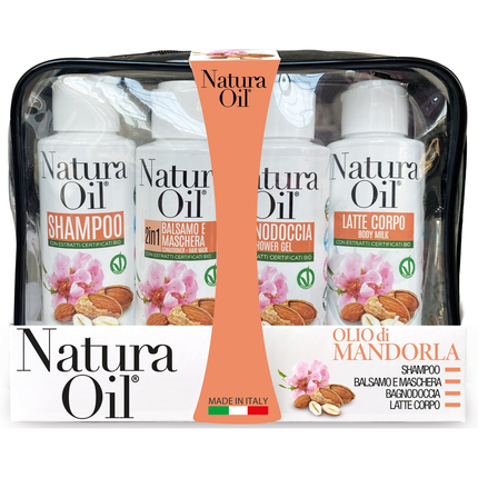 NATURA OIL CONFEZIONE OLIO MANDORLA SHAMPOO + BALSAMO E MASCHERA 2 IN 1 + BAGNO DOCCIA + LATTE CORPO 100 ML