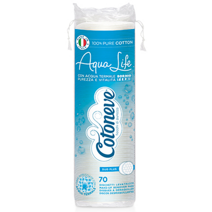 COTONEVE AQUA LIFE DISCHETTI LEVATRUCCO IN PURO COTONE PUNTATI E GOFFRATI CON ACCQUA TERMALE BORMIO 70 PEZZI