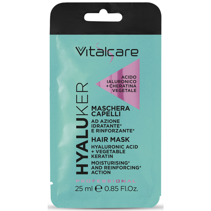 VITALCARE HYALUKER MASCHERA CAPELLI IDRATANTE e RINFORZANTE ACIDO IALURONICO + CHERATINA VEGETALE PROFESSIONAL BUSTINA 25 ML