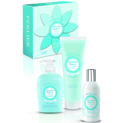 PERLIER COFANETTO MUSCHIO BIANCO - DOCCIACREMA TUBO 250 ML + SAPONE LIQUIDO 300 ML + ELISIR DI PROFUMO 100 ML