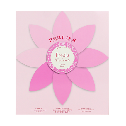 PERLIER COFANETTO FRESIA - BAGNO 500 ML + CREMA CORPO TUBO 250 ML + SAPONE LIQUIDO 300 ML + VASETTO