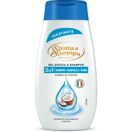SPUMA DI SCIAMPAGNA GEL DOCCIA & SHAMPOO IDRATANTE ACQUA DI COCCO 250 ML