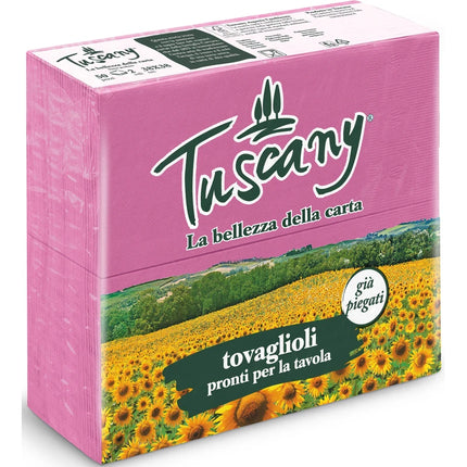 TUSCANY TOVAGLIOLI PURA CELLULOSA FUCSIA 38x38 2 VELI 50 PEZZI PIEGA 1/8 PUNTA-PUNTA