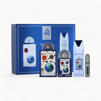 LATTAFA PRIDE COFANETTO ART OF UNIVERSE 4 PEZZI; EDP 100 ML + EDP 20 ML + DEODORANTE 200 ML + REFILLABLE TRAVEL SPRAY