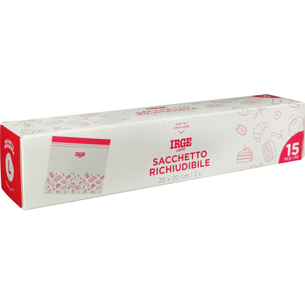 IRGE CASA BUSTA ALIMENTARE RICHIUDIBILE CON ZIP 15 PEZZI 25x20 2 LITRI