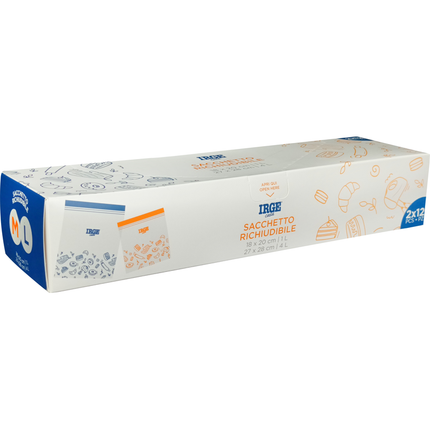IRGE CASA BUSTA ALIMENTARE RICHIUDIBILE CON ZIP 12 PEZZI 18x20 + 12 PEZZI 27x28