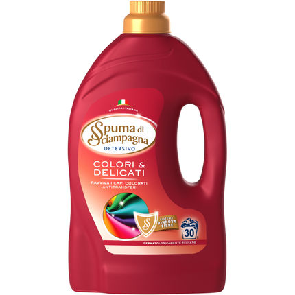 SPUMA DI SCIAMPAGNA DETERSIVO LIQUIDO BUCATO LAVATRICE COLORATI & DELICATI 30 LAVAGGI 1350