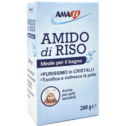 AMATI AMIDO DI RISO PURISSIMO IN CRISTALLI IDEALE PER IL BAGNO TONIFICA e RINFRESCA LA PELLE 200 grammi