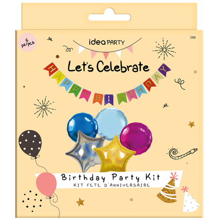 IDEA PARTY LETS CELEBRATE KIT 6 PZ HAPPY BIRTHDAY