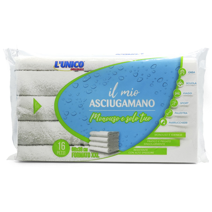 L'UNICO ORIGINALE IL MIO ASCIUGAMANO MONOUSO 16 PEZZI FORMATO 68x38 FORMATO XXL