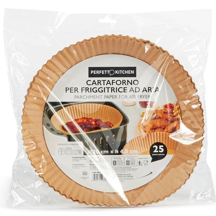 PERFETTO CARTAFORNO PER FRIGGITRICE AD ARIA DM 20x4,5 H BIODEGRADABILE COMPOSTABILE 25 PEZZI IN BUSTA