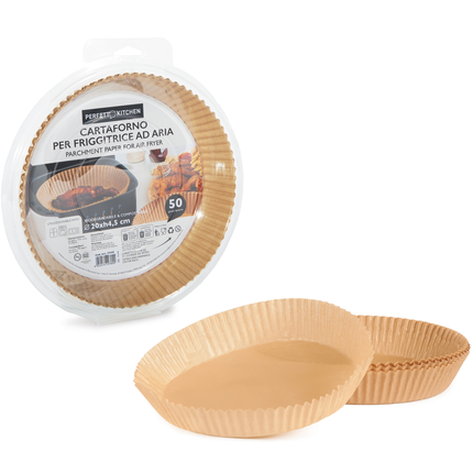 PERFETTO CARTAFORNO PER FRIGGITRICE AD ARIA DM 20x4,5 H BIODEGRADABILE COMPOSTABILE 50 PEZZI IN ASTUCCIO