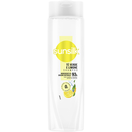 SUNSILK SHAMPOO TE' VERDE E LIMONE - 0% SILICONI, COLORANTI E OLI MINERALI - 93% INGREDIENTI ORIGINE NATURALE - 250 ML