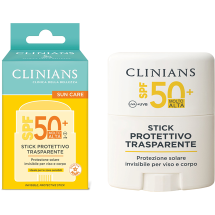 CLINIANS SOLARE STICK PROTETTIVO TRASPARENTE VISO CORPO SPF50+ 15 grammi