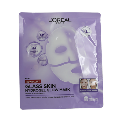 L'OREAL REVITALIFT FILLER GLASS SKIN MASCHERA VISO IN HYDROGEL ILLUMINANTE 1 PEZZO