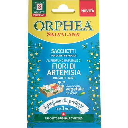 ORPHEA SALVALANA SACCHETTI PER CASSETTI E ARMADI AL PROFUMO DI FIORI DI ARTEMISIA 3 PEZZI