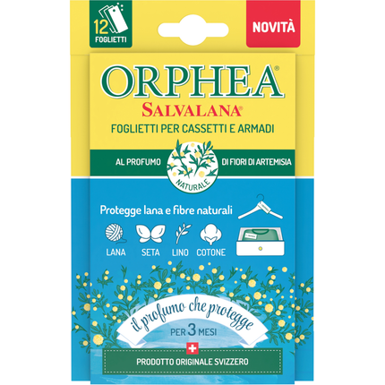 ORPHEA SALVALANA FOGLIETTI PER CASSETTI E ARMADI AL PROFUMO DI FIORI DI ARTEMISIA 12 FOGLIETTI