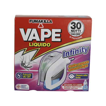 VAPE ELETTROEMANATORE + RICARICA LIQUIDA 30 NOTTI 15 ML INFINITY