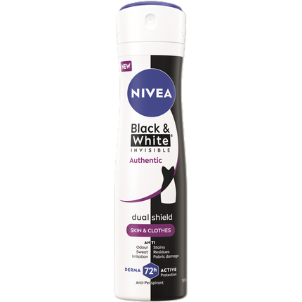 NIVEA DEODORANTE BLACK & WHITE INVISIBLE AUTHENTIC 72H FEMALE SPRAY 150 ML