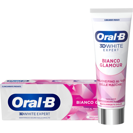 ORAL B DENTIFRICIO 3D WHITE EXPERT BIANCO GLAMOUR MENTA PIPERITA DOLCE 75 ML